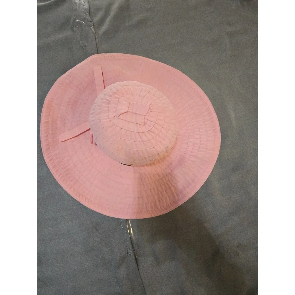 Scala Womens Sun Hat Wide‎ Brim Packable Salmon Pink Beach Straw Visor Summer